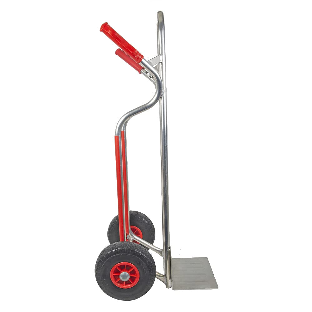 Trestles Profi Sackkarre Alu Aluminium Vollgummireifen Sackkarren Transportkarre Treppensackkarre S04 Alu | 150kg Tragkraft | Treppenrutschkufen | Radschutz | große Schaufel | Sicherheitsgriffe