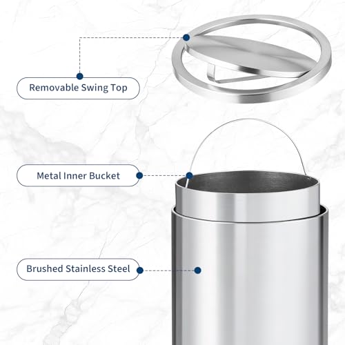 Caneca de Basura de Acero Inoxidable 50L con Tapa Basculante miniatura 5
