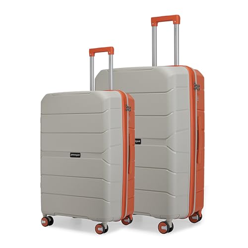 Image of Provogue Cascade Hard-Sided PP Trolley Bag Set of 2 | Expandable Space with 8 Wheels Trolley Bags for Travel | Lightweight with Combination Lock | 5 Year Warranty (Timberwolf Grey /Burnt Orange)