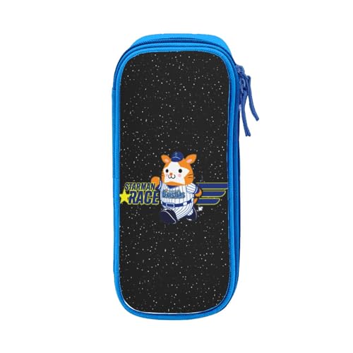 For 横浜DeNAベイスターズ ペンケース 筆箱 2層 文具ポーチ 大容量 おしゃれ 学生用 大人 通学 通勤 多機能 誕生日 Blue