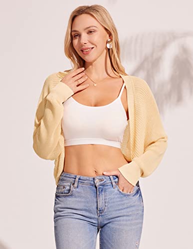 Women's Open Front Bolero Shrugs Cardigan Long Sleeve Knit Shrugs Sweater Drop Shoulder Lightweight L #TOP2