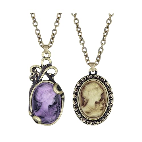 5 Pieces Lot Lady Queen Cameo Necklace Set For Women Color Design Assorted Victoria Pendant Blue White Purple Pink Brown Cameo Bead Vintage Look Fashion Jewelry3