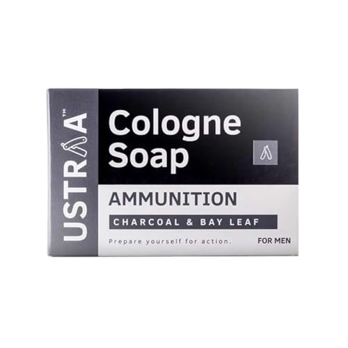 Image of Ustraa Ammunition Cologne Soap with Charcoal & Bay Leaf - 125 gm | Clear, dirt-free skin with Activated Charcoal | Soap with Fragrance of Cologne