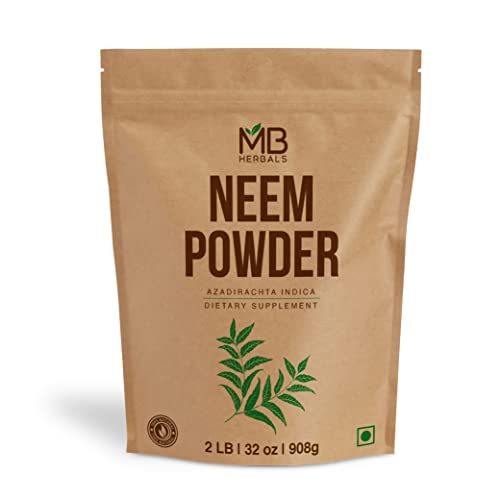 MB Herbals Pure Neem Powder 2 lb | 32 oz | 908 Gram | 100% Pure Wild-Crafted Neem Leaf Powder | Very...