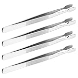 Healvian 4 Stück Edelstahl Pinzetten Präzisions Stempelzange mit Flacher Spitze Nichtmagnetisch Multifunktional für Schmuck Perlen Briefmarken Sammler