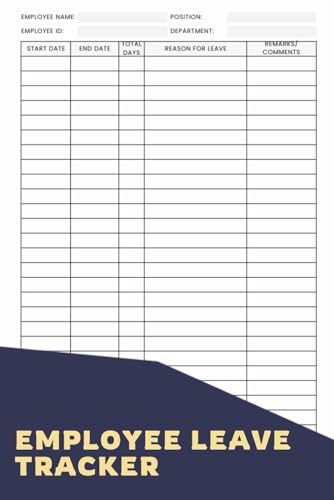 Employee Leave Tracker: A Logbook To Simplify The Process Of Tracking Employee Absences, Ensuring That You Have A Clear And Concise Record Of Leave Requests