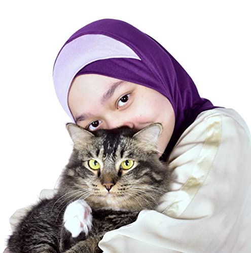 MuLanLegend Handmade | Princess Nur Hijab Two Tones | Girls Kids 1 Piece Cotton Practical Hijab Headscarf Instant Scarf3