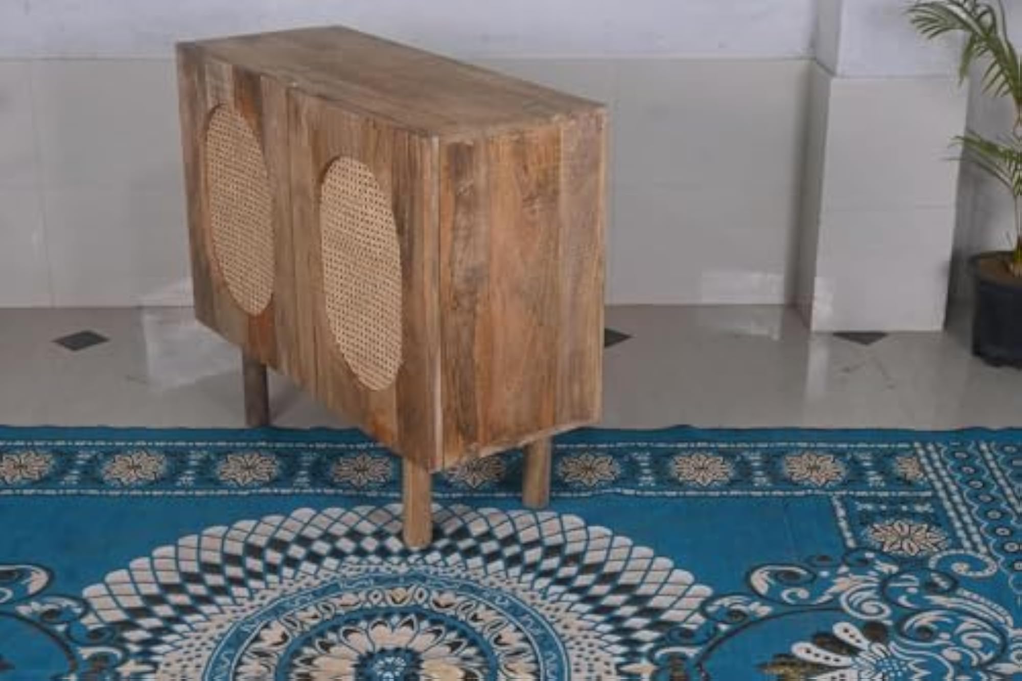 Solid Wood Sideboard Cabinet for Storage, Oak Finish