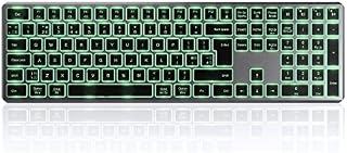 Wireless Bluetooth Keyboard with 7 Colors Backlit for 4 Devices, Rechargeable Full Size Keyboard Slim Quiet UK Layout for Windows System, Mac OS, iOS, Android, Space Gray