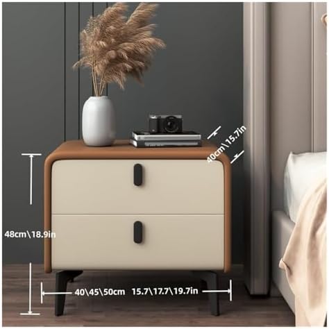 Modern Bedside Table Nightstand with Storage - Small Side Table with 2 Drawers & Sturdy Metal Legs - Perfect for Bedroom, Living Room, or Office