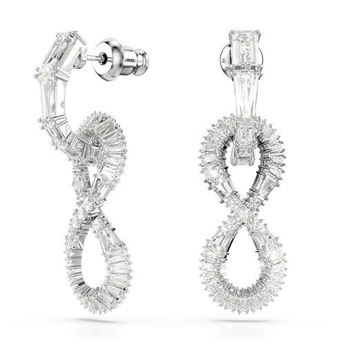 Swarovski Orecchini pendenti Hyperbola, Infinito, Bianchi, Placcato rodio