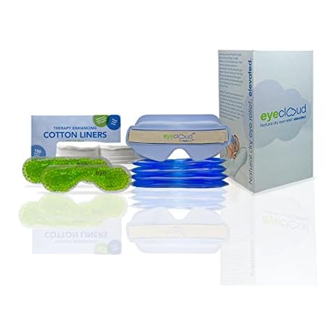 Eye Eco eyecloud™ Home Kit - Natural Eye Compress Kit - Comfortable Cooling & Heating Eye Mask - Moisture Lock Technology for Soothing Comfort - Adjustable Straps (Blue) Cover