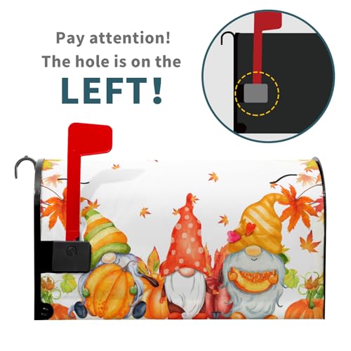 Image of Fall Harvest Mailbox Cover Magnetic Large Size 25.5 inchx21 inch Autumn Thanksgiving Pumpkin Maple Leaves Mailbox Wraps Fall Gnome Post Letter Box Cover for Home Garden Yard Outdoor Decoration
