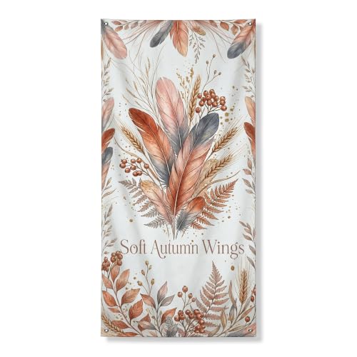 Cubiertas decorativas para puerta de plumas, hojas rústicas de bayas naturales, de cobre con cuerda para colgar, decoración del hogar para puerta, entrada, porche, interior y exterior, 36 x 72