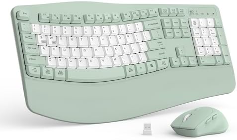 Wireless Keyboard and Mouse Combo,2.4G Full Size Wave Keys Ergonomic Keyboard with Wrist Rest for Natural Typing, 3 DPI Adjustable Ergonomic Mouse for Computer/Laptop/Windows/Mac (Avocado Green-B) Wireless Keyboard and Mouse Combo,2.4G Full Size Wave Keys Ergonomic Keyboard with Wrist Rest for Natural Typing, 3 DPI Adjustable Ergonomic Mouse for Computer/Laptop/Windows/Mac (Avocado Green-B)
