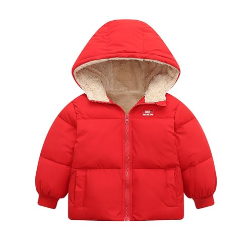 Generisch Chaqueta de invierno para niños con forro polar acolchado para niños, como ropa de abrigo cálida, aislamiento grueso para días fríos, protección perfecta para exteriores, rojo, 4-5 años