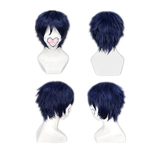 COSPLAZA Cosplay Wig Short Dark Blue Heat Resistant Anime Full Hair With Cap (Blue)