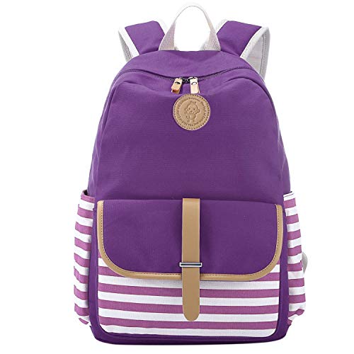 S-ZONE French Breton Nautical Striped Backpack Rucksack Marine Sailor Navy Stripy School Bags for Teenager Girls (D-Pink)