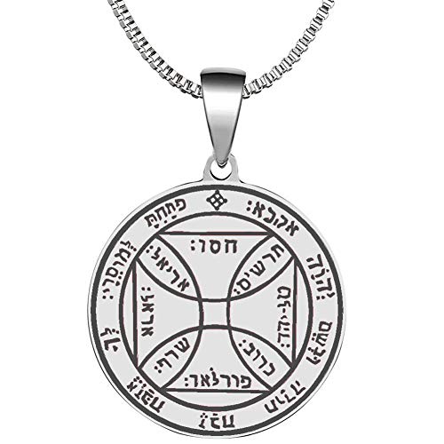 Detailed Engraved Seventh Pentacle of The Sun for Freedom Stainless Steel Polished Talisman Pendant Necklace
