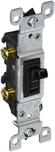 Leviton 1451-2E 15 Amp, 120 Volt, Toggle Framed Single-Pole AC Quiet Switch, Residential Grade, Grounding, Black
