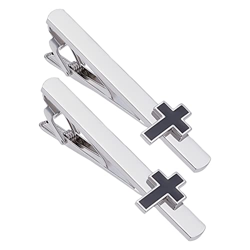 WEBEEDY 2PCS Tie Clip Set - Cross Tie Clip & Tie Bars for Men - Suitable for Business, Anniversary Parties, Meetings, Weddings & Gifts