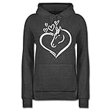 In der Farbe Anthrazit Meliert und Größe L findest du das perfekte Textil: Pferdeliebe kaputzenpullover
