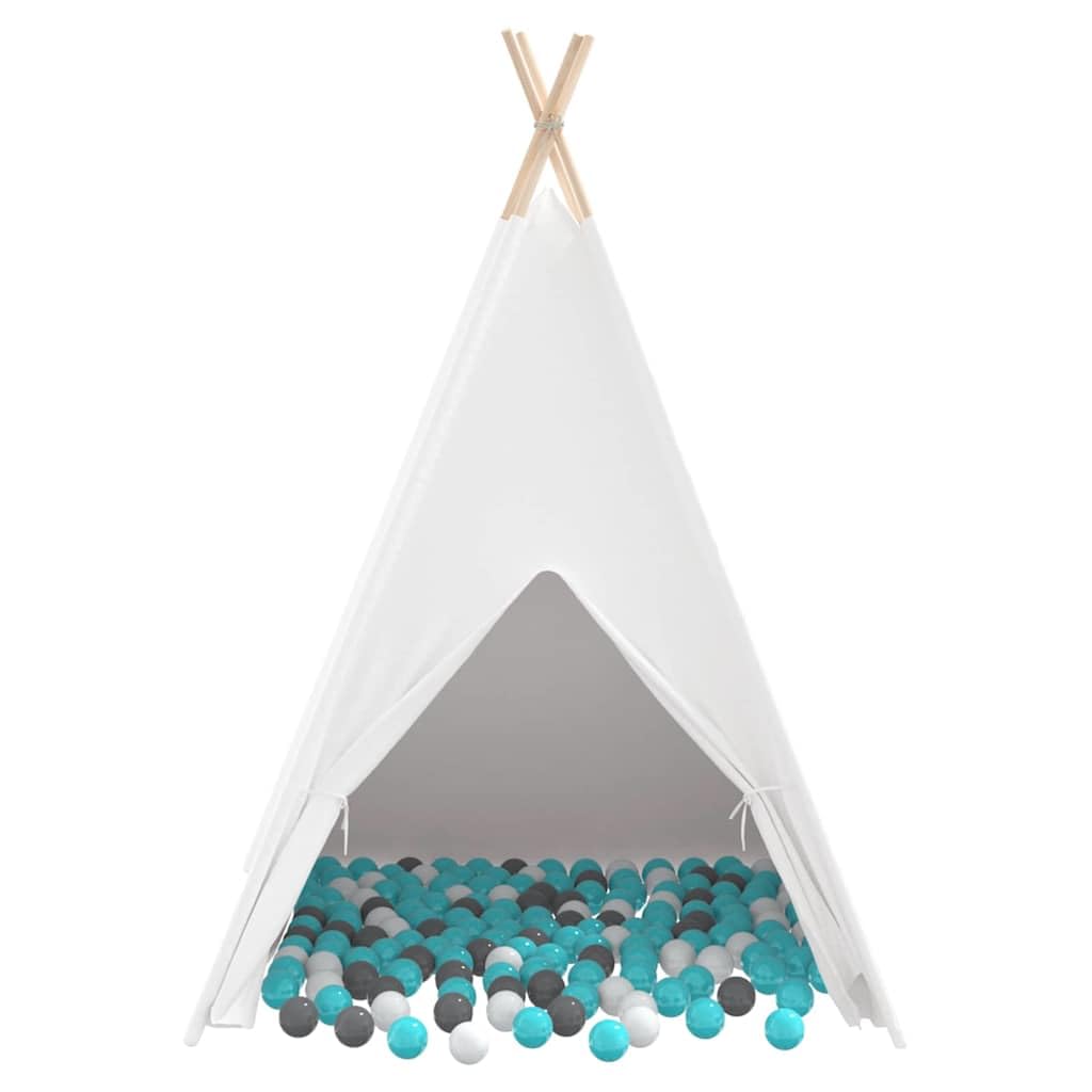Teepee Zelt Weiß 120 x 120 x 150 cm Stoff und Plastik, leichtes Spielzelt für Kinderzimmer und Garten, tragbares Tipi Haus für drinnen draußen, kreatives Spielen und Verstecken