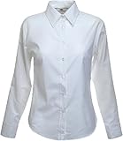 Damen Lang Arm Oxford Bluse Fruit of the Loom - XS - 3XL Farbe weiß Größe 2XL
