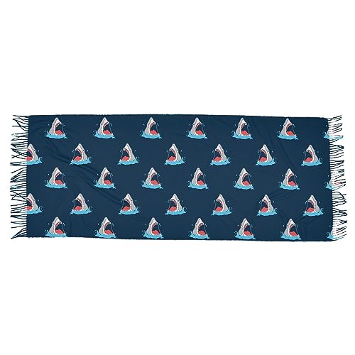 Women's Shark Scarf Pashmina Feel Shawls Wraps Fall Winter Warm Large Scarves Fashion Tassel Long Scarf2
