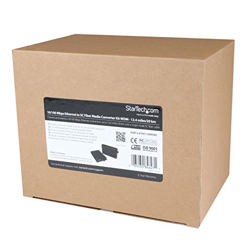 Image of StarTech.com 10 /100 Mbps Ethernet Single Mode WDM Fiber Media Converter Kit SC 20km, TAA (ET90110WDM2)
