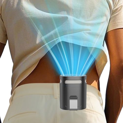 Image of Waist Fan Clip on-Mini Lightweight Portable Fans Rechargeable Under Shirt Belt Pants Body Fans that Blow Cold Air,Waistband Cooling Fan,Powerful Small Personal Hanging Neck Cooler AC Travel Black