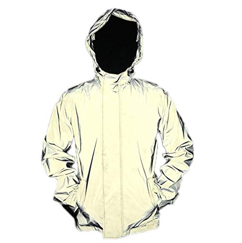 keephen Chaqueta Reflectante para Hombre Costura iluminada Chaqueta Informal Abrigo con Cremallera Chándal Luminoso Colorido
