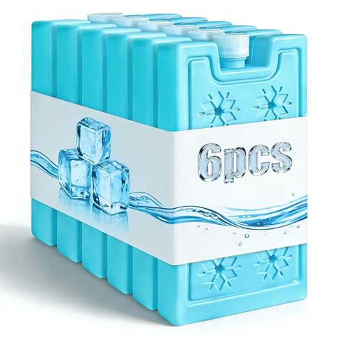 6pcs Pièces Bloc Glace pour Sac Isotherme,Blocs Réfrigérants Glacière, 260ml Pains de Glace Réutilisable Éléments de Refroidisseme,Voyage et Camping...