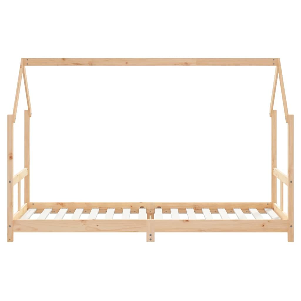 Łóżko dziecięce 80 x 200 cm z litego drewna sosnowego z listwami ze sklejki, z regulacją wysokości, przebudowa, składane, z kratką ochronną, miejscem do przechowywania, idealne dla małych