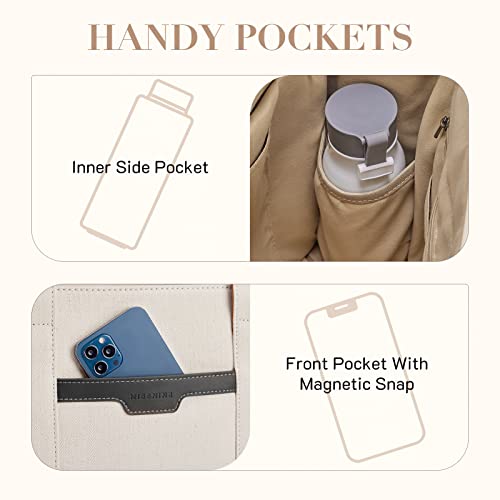 Missnine Tote Bag Canvas Laptop Bag 15.6 inch Briefcase for Women Large Capacity Handbag for Office, School, Travel