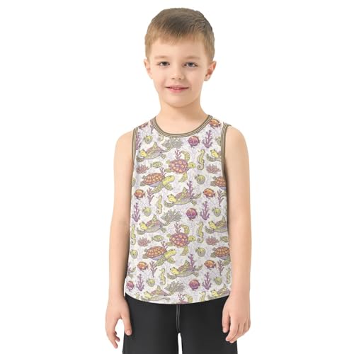 Baby Boys Sleeveless Tank Top Sea Turtle Coral Toddler Athletic Vest 3-10T2