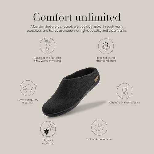 Image of Glerups 100% quality wool mix Slipper with rubber sole - Unisex Slip-on