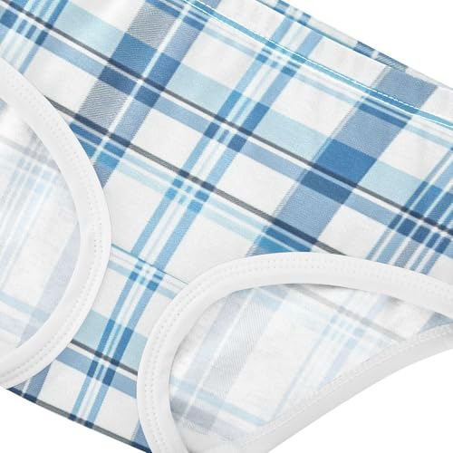 Girls' Sport Panties Organic Underpants for Toddlers Light Blue White Plaid4