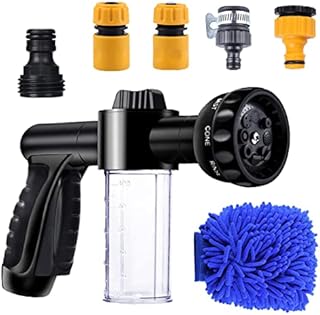 Car Wash Hose Soap Spray Nozzle 8 Function Car Wash Soap Sprayer Car Wash Foam Gun With 3.5 oz/100 cc Hose Soap Sprayer For Watering Plants Jet Lawn Patio Cleaning Showering Pet Pony