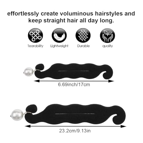 SGERUFZ 2 Pcs Magischer Haarknoten Upgraded Haarhalter mit Perlenbrötchen, Schwamm Clips und Twist Lockenwicklern, Perfekt für stylische Haar-Dutts und Brötchen (Schwarz)