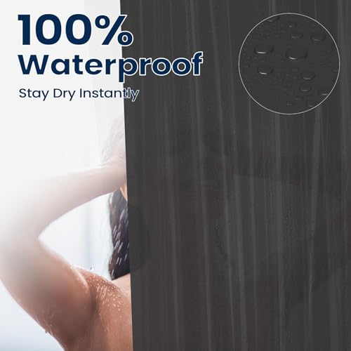 Image of downluxe Shower Curtain Liner, PEVA Plastic Shower Liner with 3 Magnets, 72 inch x 72 inch Waterproof Bathroom Curtain, Dark Grey, 1 Pack