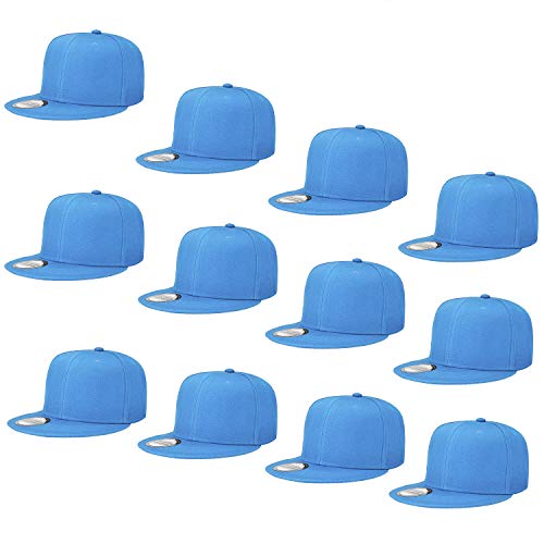 Image of Falari Wholesale 12 Pack Snapback Hat Cap Hip Hop Style Flat Bill Blank Solid Color Adjustable Size