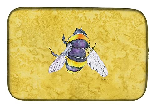 Caroline's Treasures 8852DDM Bee on Yellow Dish Drying Mat Absorbent Dish Drying Mat Pad for Kitchen Counter Dish Drainer Mat for Countertop, 14 x 21