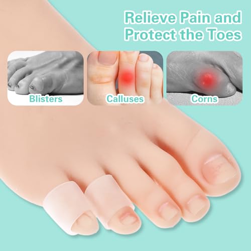 Image of 24 Pcs Silicone Corn Removers for Toes, Open Pinky Toe Cushion, Silicone Toe Sleeves, Toes Protectors, Gel Toes- Cushions Pads for Corn, Blisters, Hammer, Toenails Loss and Friction Pain Relief