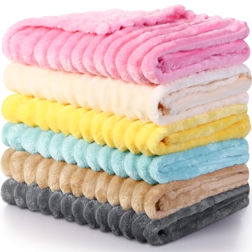 Image of Buryeah 6 Pack Baby Fuzzy Blankets 30"x40" Fluffy Fleece Baby Blanket for Newborn Girls Boys Infant Baby Receiving Blanket for Crib Stroller Travel Decorative, 6 Colors
