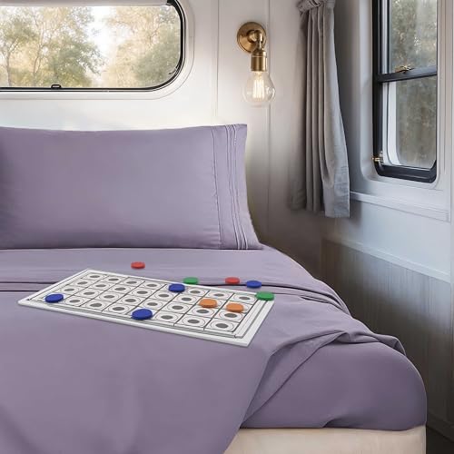 Image of Nestl Grayish Purple Short Queen Sheets for RV, Hotel Luxury RV Queen Sheets Set, 4 Piece Fitted Bed Sheet Set and Pillowcases, Super Soft, Wrinkle-Free, and Breathable Camper Bedding
