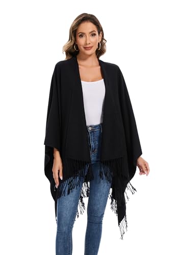 Elegante Mantella da Donna con Fronte Aperto Poncho Morbido