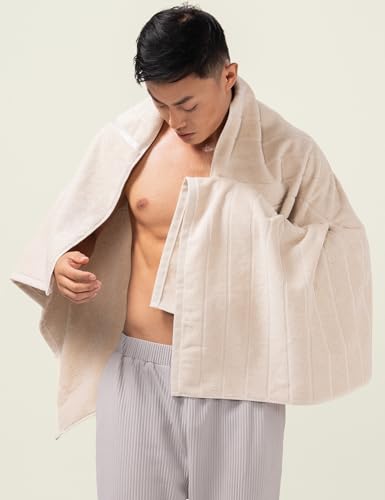 Image of DAMENSCH 100% Cotton Towel, Super Soft Towels for Bath Large Size, Ultra Absorbent, Quick Dry Towel for Women, Long Lasting Colours Towels for Bath Men-Serenen Biege