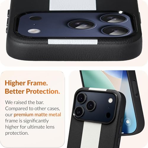 Image of DIZORO Leather Case for iPhone 17 Pro Max, Men Women Luxury Elegant Slim Business PU Cover Soft Non-Slip Grip Shockproof Anti-Scratch Protective Back Cover Black White