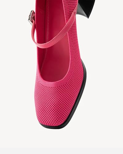 Women's Block Heel Mary Jane Pumps, Square Toe, Rhinestone Buckle Strap, Closed Toe, Wedding Dress Work Shoes3